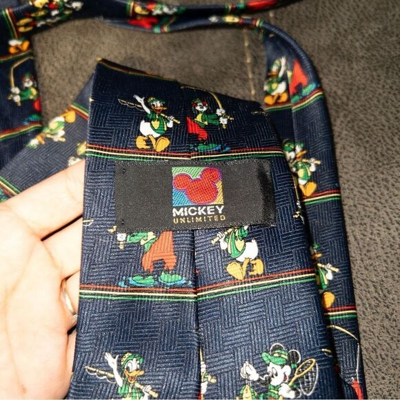 Vintage Mickey Unlimited Navy‎ Blue Fishing Necktie - Picture 4 of 5